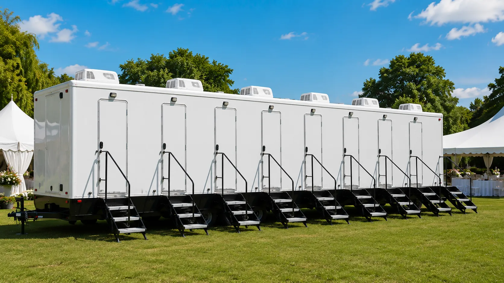 8 Stall Restroom Trailer in Newton, MA